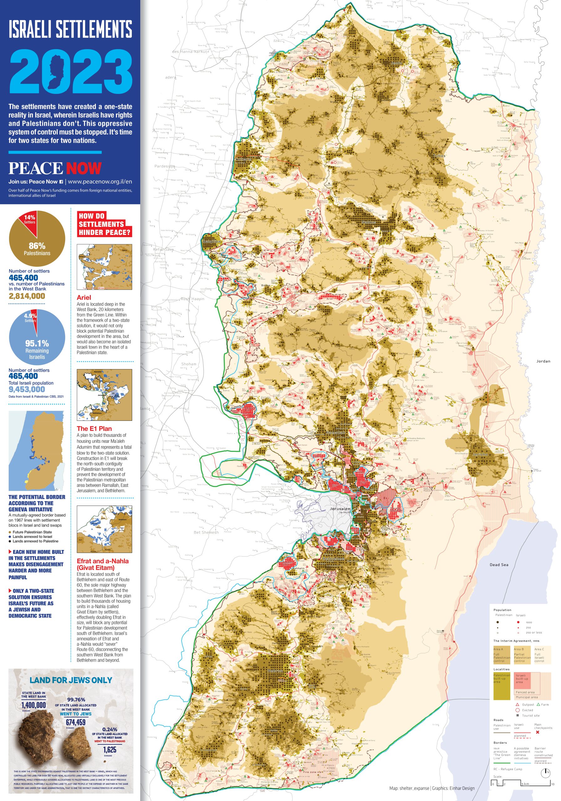 Settlements Map 2023 Peace Now